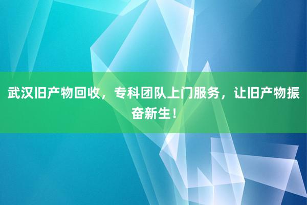 武汉旧产物回收，专科团队上门服务，让旧产物振奋新生！